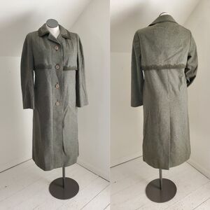 Bavarian Loden Forest Fairy Moss Green Wool Trench Coat